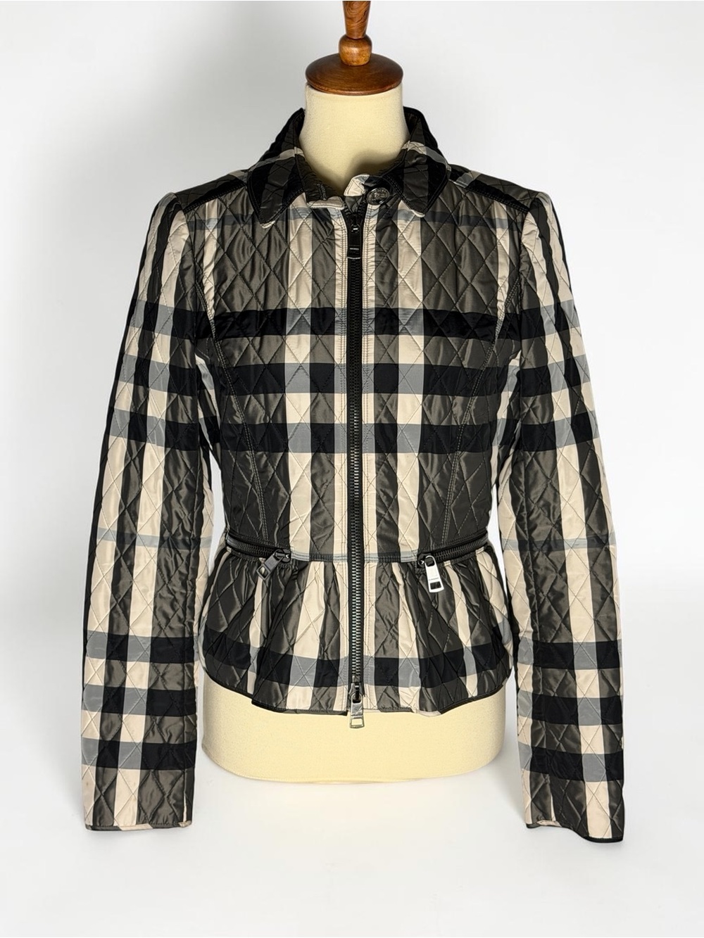 Burberry | Nova Check Quilted Peplum Jacket | Size 8